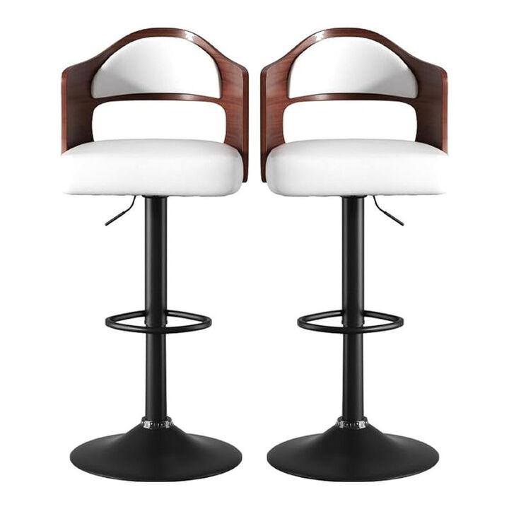 Modern Rustic Dual-Color Swivel Bar Stools Set of 2, Height Adjustable Counter Height Stools with Footrest, 360 Degree Commercial Kitchen Chairs for Home, Hotel