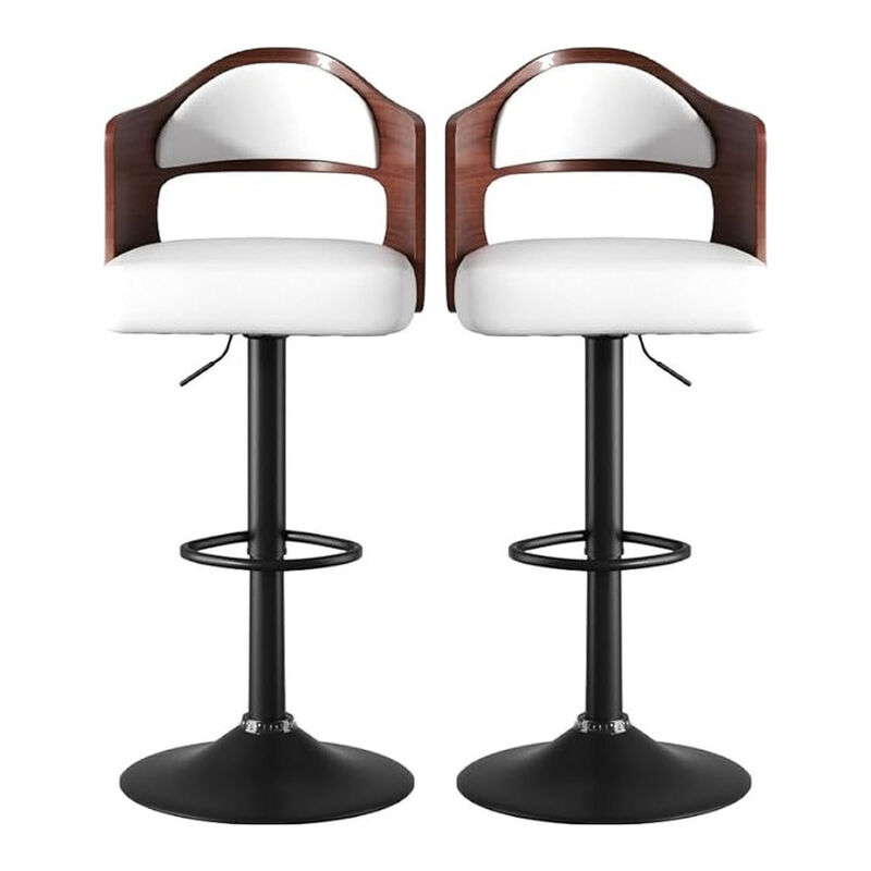 Modern Rustic Dual-Color Swivel Bar Stools Set of 2, Height Adjustable Counter Height Stools with Footrest, 360 Degree Commercial Kitchen Chairs for Home, Hotel image number 0