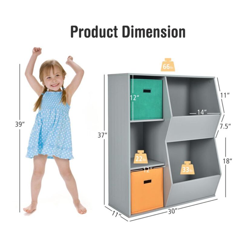Hivvago Kids Toy Storage Cabinet Shelf Organizer