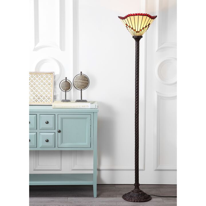 Smith Tiffany-Style 70.5" Torchiere LED Floor Lamp, Bronze