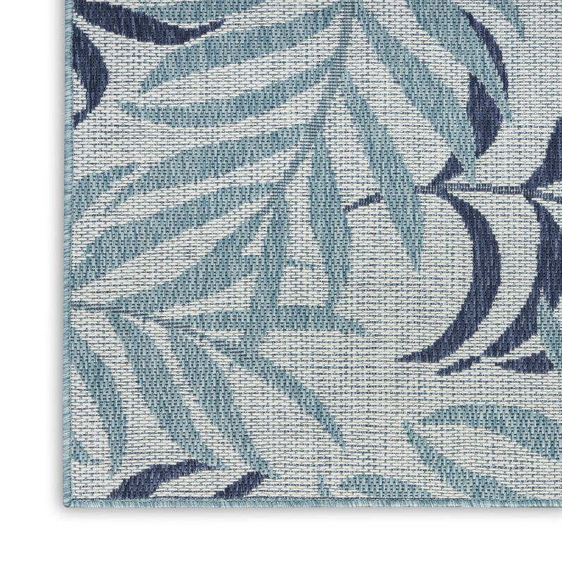 HomeRoots 9' X 12' Ivory Sky Blue And Blue Palm Leaf Indoor Outdoor Area Rug image number 2