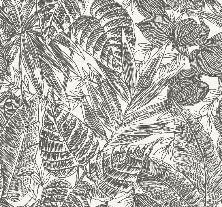 Brentwood Black Palm Leaves Wallpaper