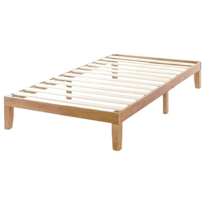 Wooden Finish Solid Wood Platform Bed Frame for Modern Bedrooms