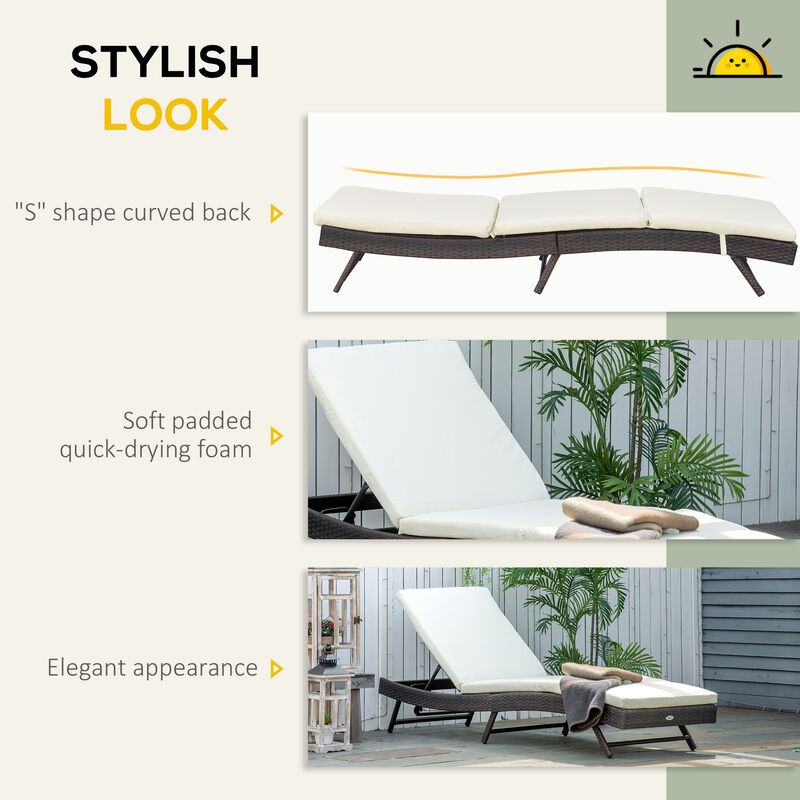 Hivvago PE Rattan Patio Chaise with Reclining Backrest image number 3