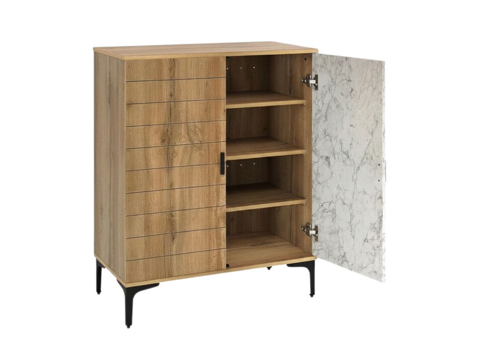 Entryway Wood Shoe Storage Cabinet 4 Tier Wooden Rack Marble