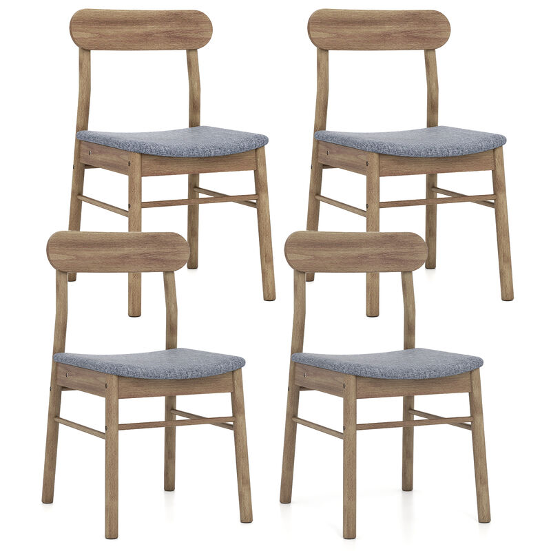 Set of 4 Upholstered Kitchen Chairs with Fabric Seats and Wood Frame image number 0
