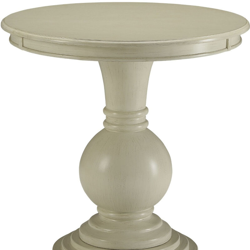 Hivvago 26 Inch  White Solid And Manufactured Wood Round End Table