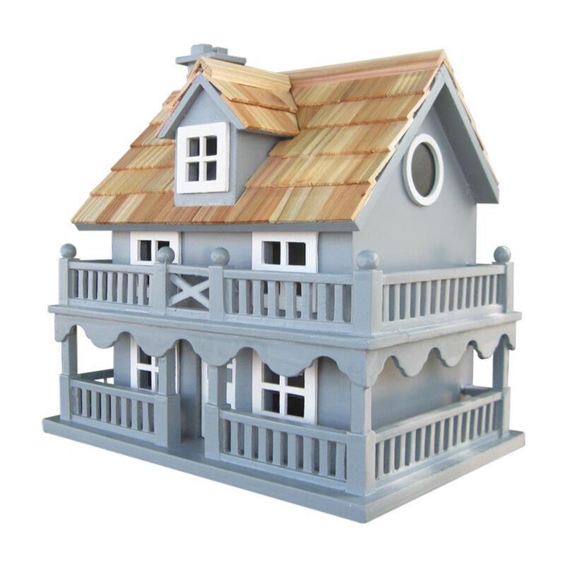 Hivvago Light Blue Wooden Cottage Bird House with Removeable Back