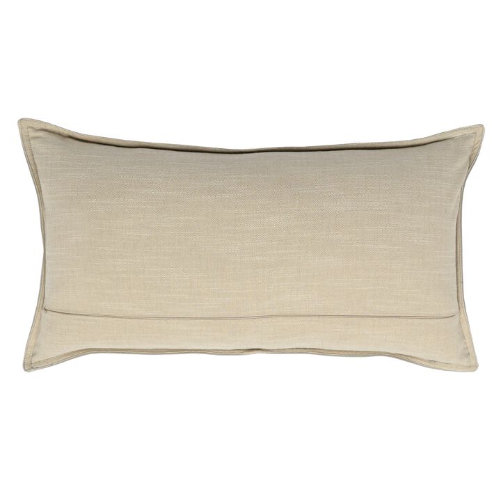 Leatherette Throw Pillow with Stitched Details and Flanged Edges, Brown - Benzara