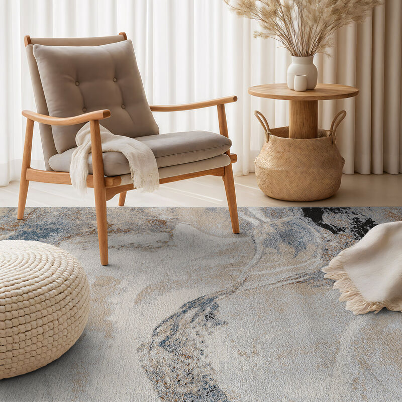 World Rug Gallery Neutral Desert Drift Area Rug for Living Room, Entryway, or Family Spaces &ndash; Easy to Clean and Comfortable Underfoot image number 6