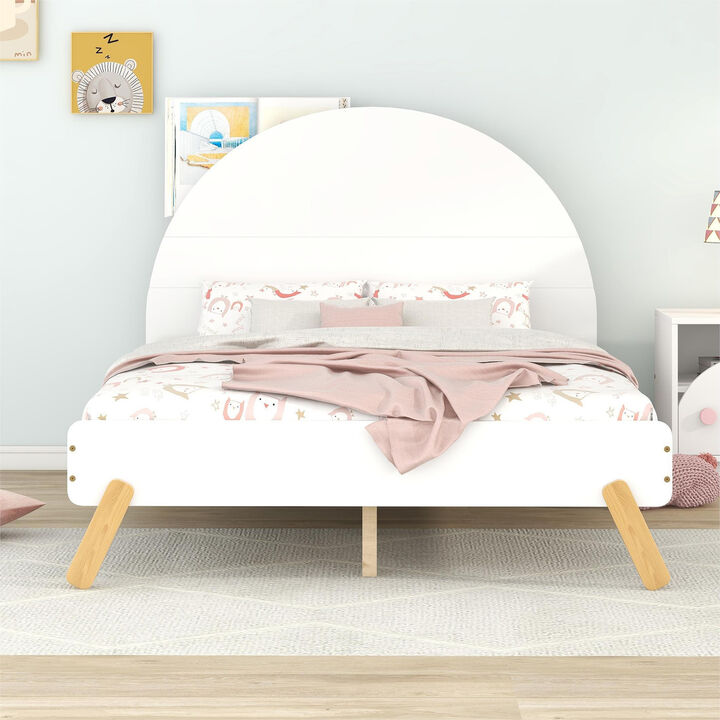 Merax Wooden Platform Bed With Curved Headboard
