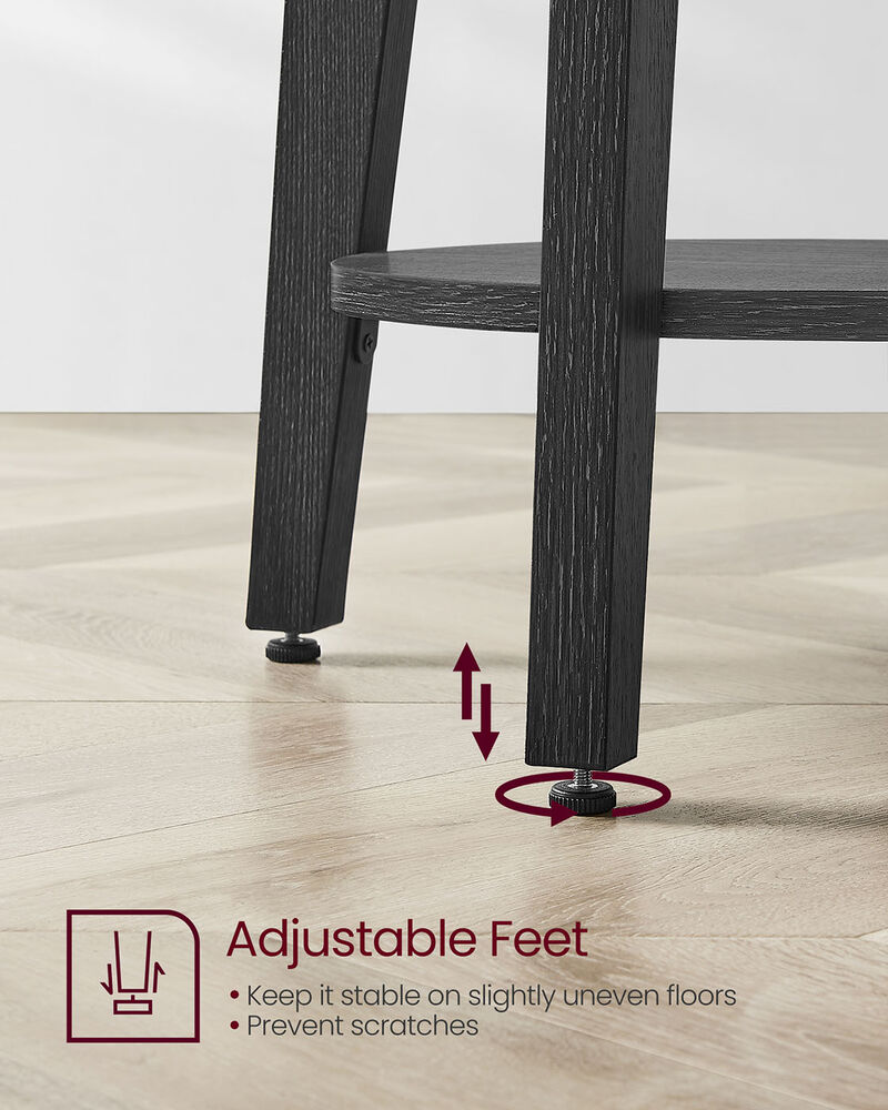 Minimalist Round End Table &ndash; Small Table with Lower Shelf for Sofa Side or Bedside Storage Needs