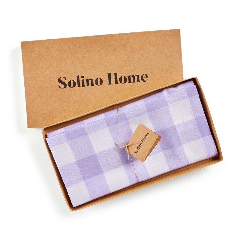 Solino Home Buffalo Check 100% Linen Table Throw &ndash; Handcrafted, Machine Washable, Perfect for Holiday and Everyday Dining