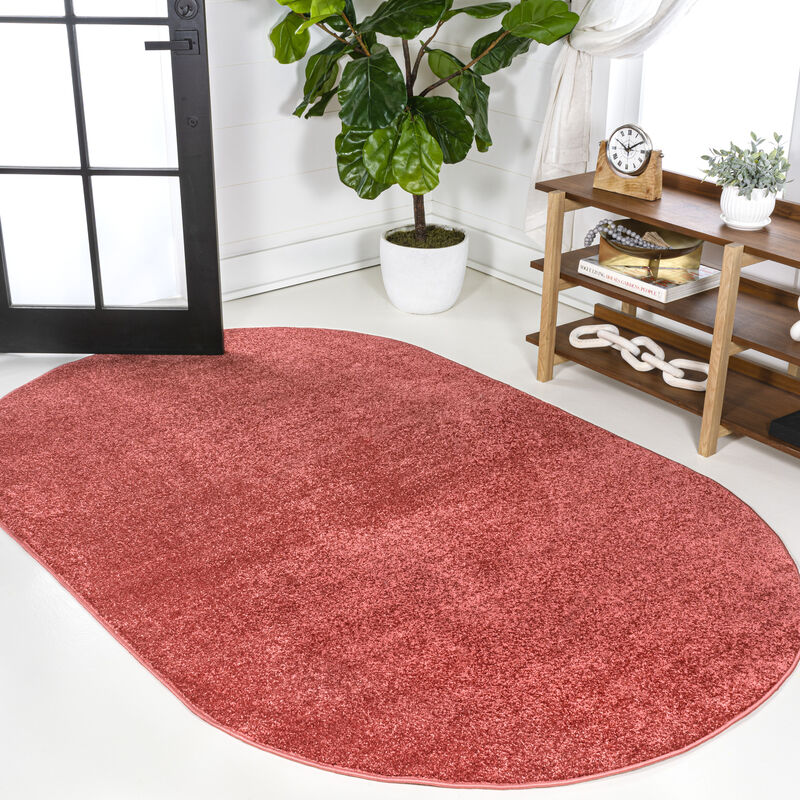 Haze Solid Low Pile Oval Area Rug