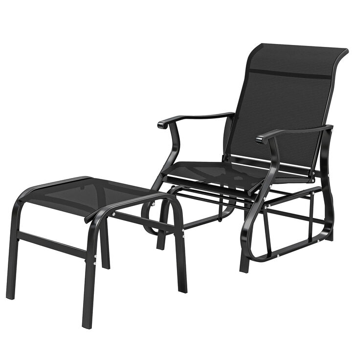 Hivvago Outdoor Glider Lounge Chair with Ottoman