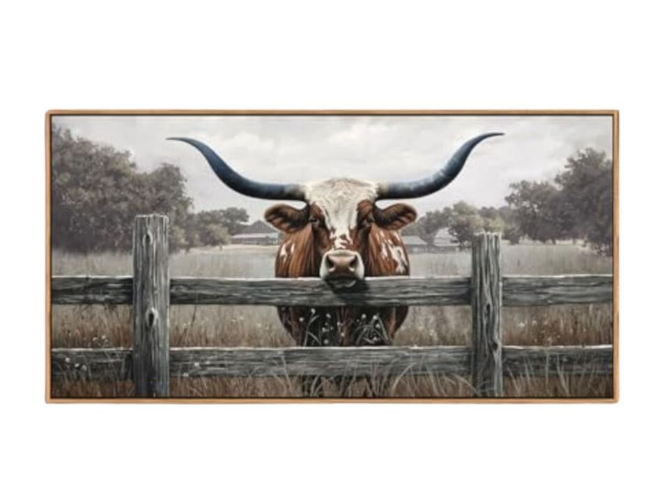 Highland Cow Wall Art Rustic Farmhouse Country Decor Vintage Walls Framed Living