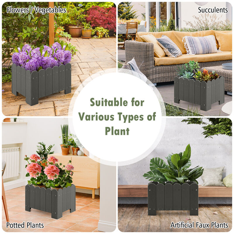 2 Pack Rectangular Planter Box with Drainage Gaps for Front Porch Garden Balcony
