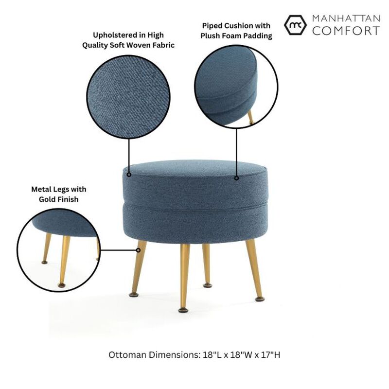 Bailey Blue and Gold Ottoman