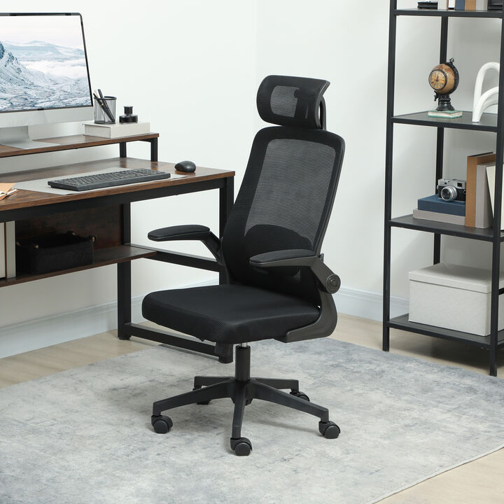 Hivvago Mesh Office Chair with Flip-Up Armrests and Adjustable Lumbar Support