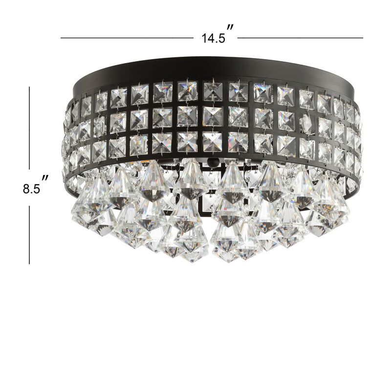 Meredith 3-Light Crystal Drops/Metal LED Flush Mount