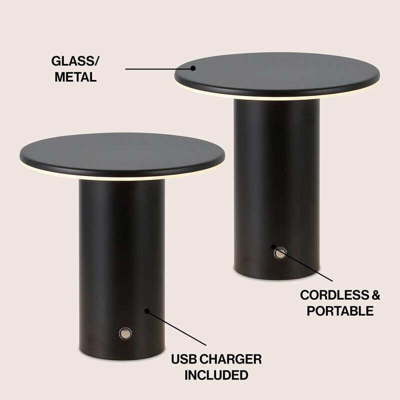 Gio 7.5" Modern Minimalist Column Rechargeable/Cordless Dimmable Integrated LED Table Lamp with Touch Sensor