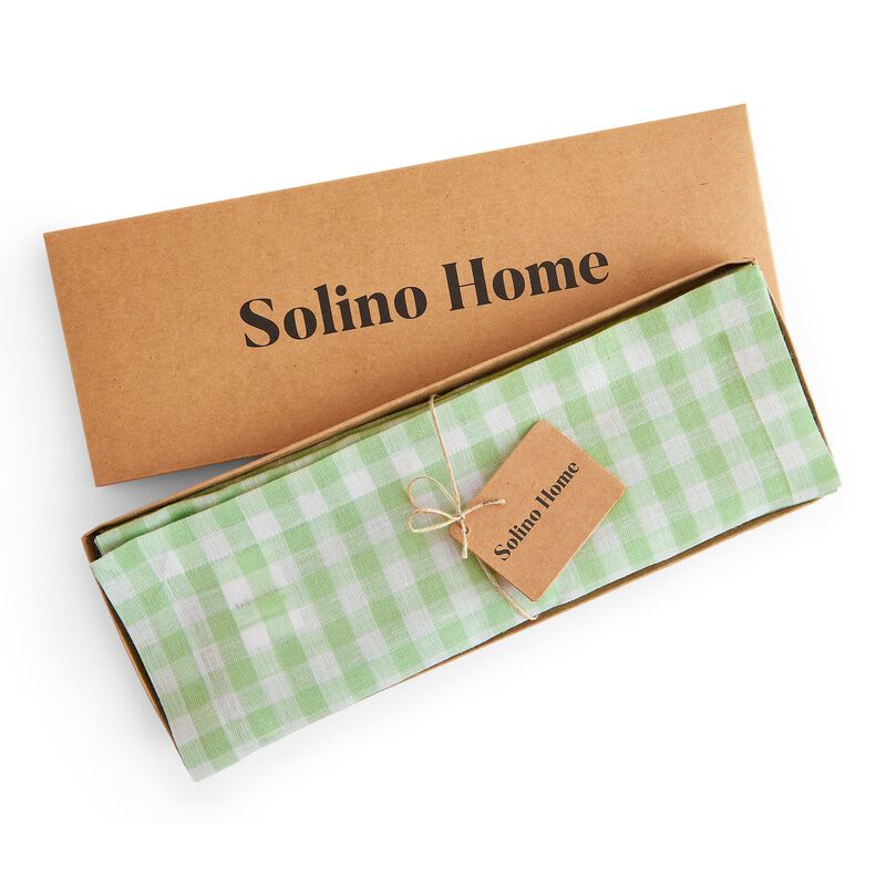 Solino Home 100% Pure Linen Placemats 14 x 19 Inch Set of 4 - Gingham Check
