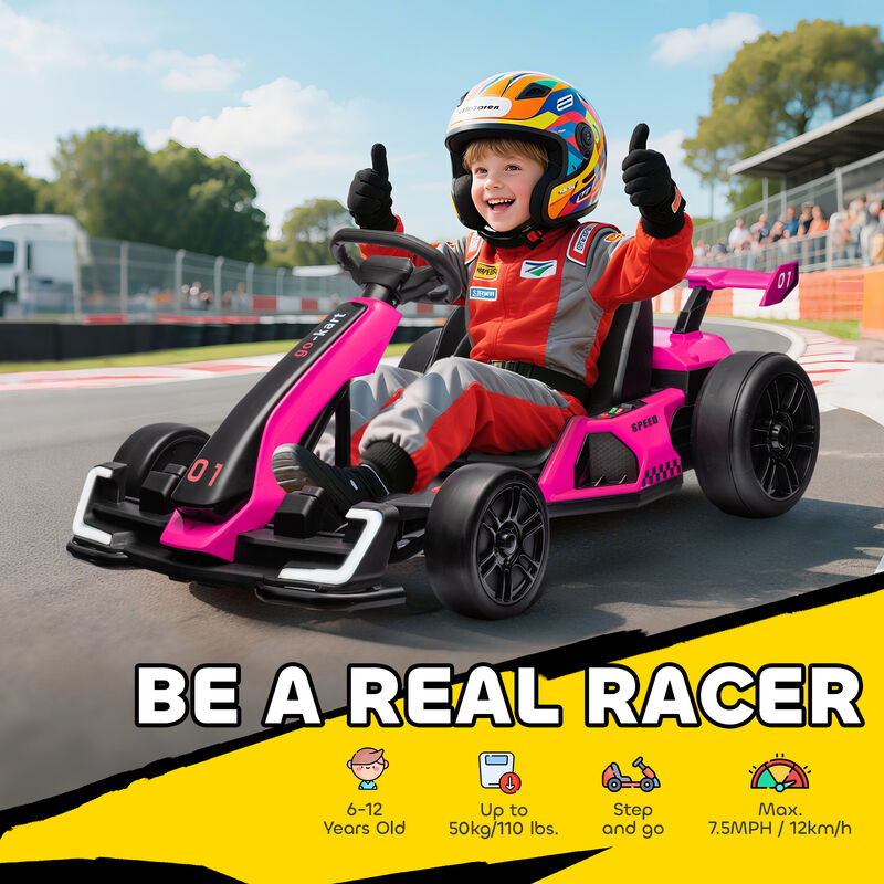 BreeBe 24V 7.5 MPH Electric Go Kart with Adjustable Seat, Slow Start image number 3