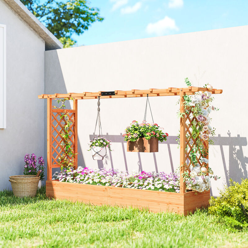 Hivvago Wood Raised Planter for Climbing Plants, Herbs, and Flowers image number 1