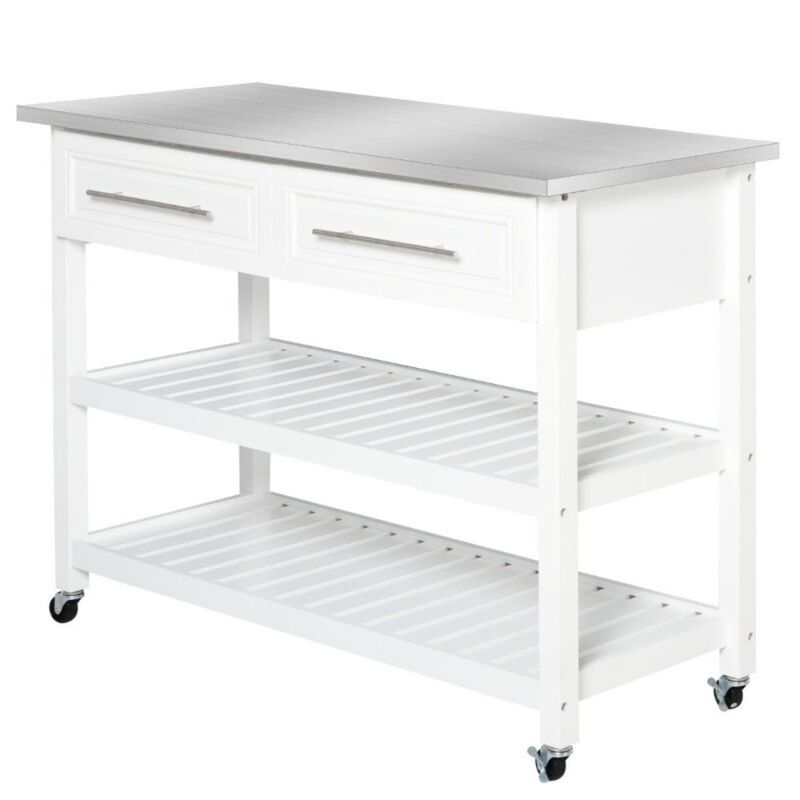 Rolling Kitchen Island with 2 Drawers for Convenient Kitchen Storage and Prep Space