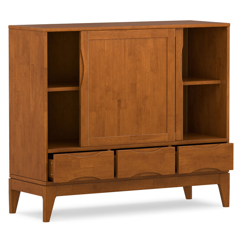 Harper 48 inch Wide Solid Hardwood Mid-Century Modern Medium Storage Cabinet in Teak Brown image number 4
