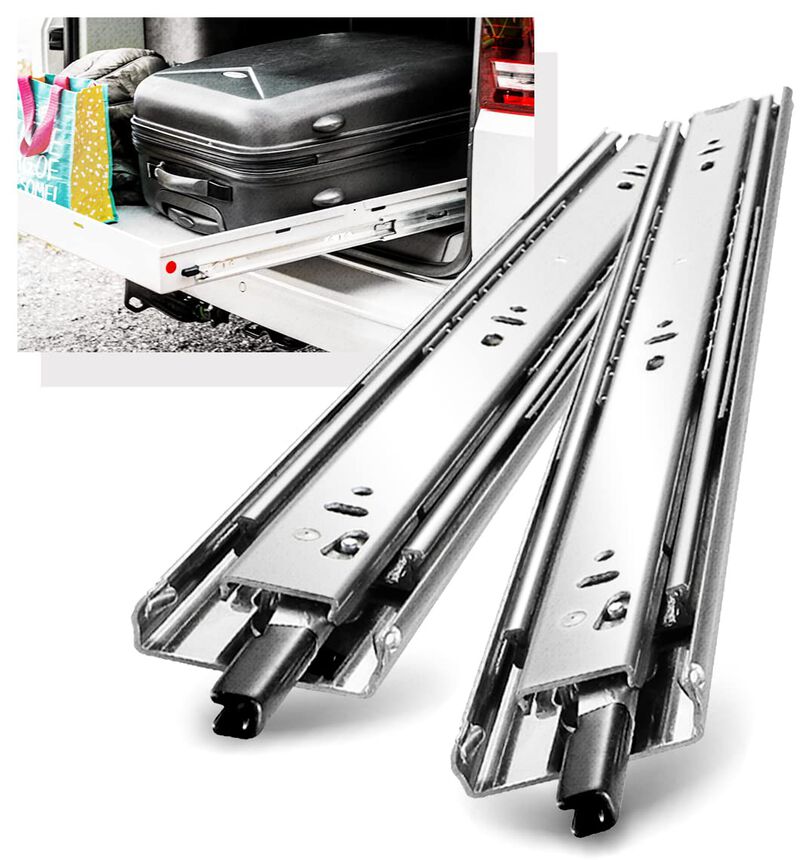 YENUO Heavy Duty Drawer Slides Full Extension with Lock Side Mount 14 16 18 20 22 24 26 28 30 32 34 36 40 Inch Ball Bearing Meta