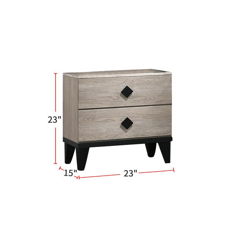 Streamdale Smithson Nightstand With 2 Drawers Storage In Cream Finish