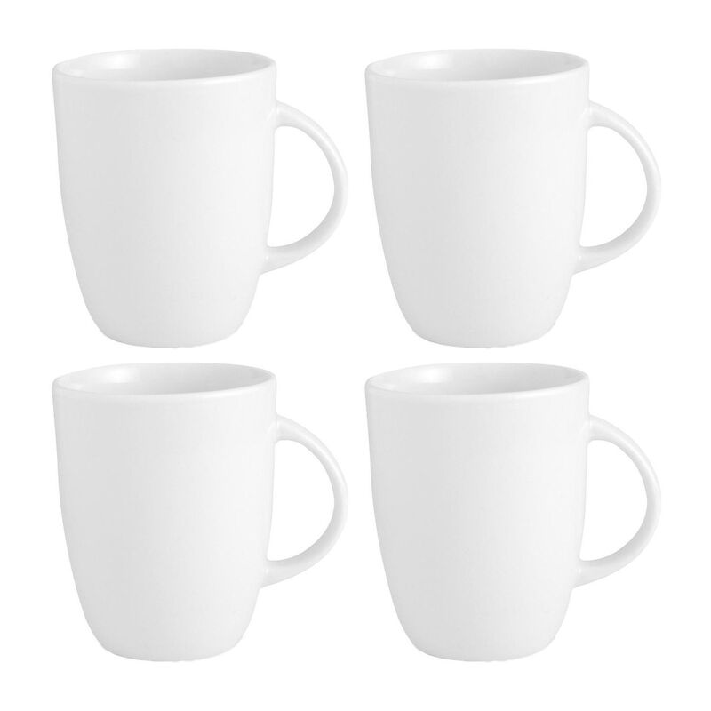 Porcelain Delta-Coupe dia.31.75" h:3.75" 10 oz. Round White Porcelain Mug (Set of 4)