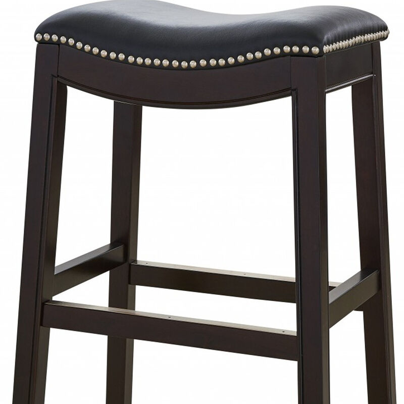 Hivvago 31 Inch Black and Espresso Solid Wood Backless Bar Height Bar Chair