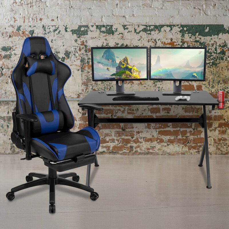 Flash Furniture Black Gaming Desk and Footrest Reclining Gaming Chair Set image number 9