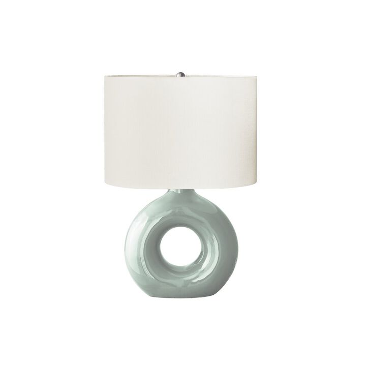 24"H, Table Lamp, Green Ceramic, Ivory / Cream Shade, Contemporary, Modern