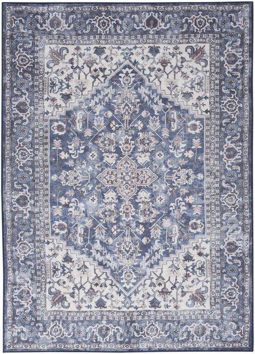 HomeRoots Floral Medallion Power Loom Distressed Area Rug