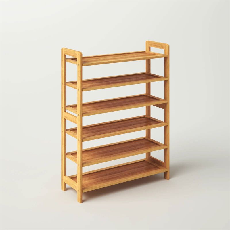 QuikFurn Solid Wood 6-Shelf Shoe Rack - Holds up to 24 Pair of Shoes