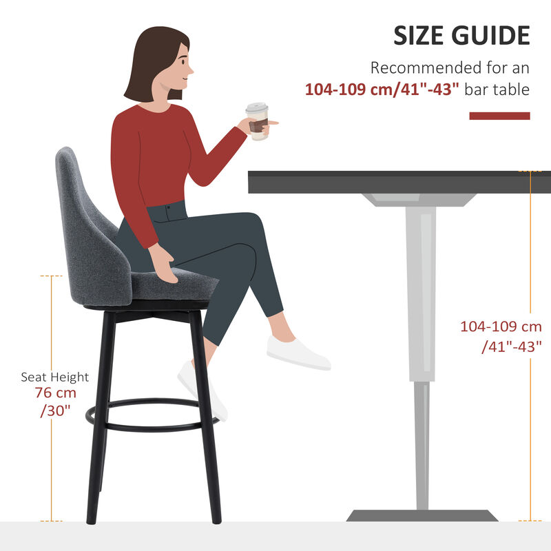 Hivvago Modern Bar Stools Set of 2 with Steel Legs image number 7