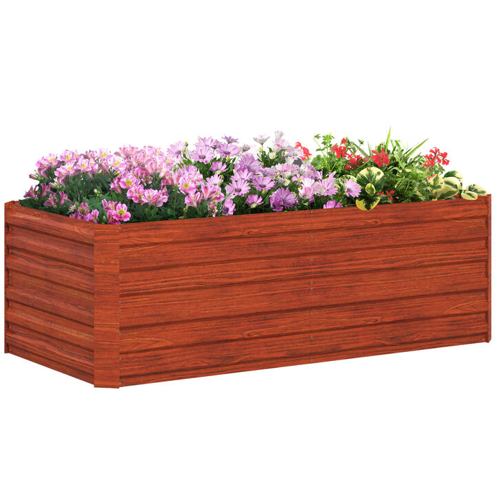 Outsunny Galvanized Raised Garden Bed Kit, Large and Tall Metal Planter Box for Vegetables, Flowers and Herbs, Reinforced, 6' x 3' x 2', Dark Brown