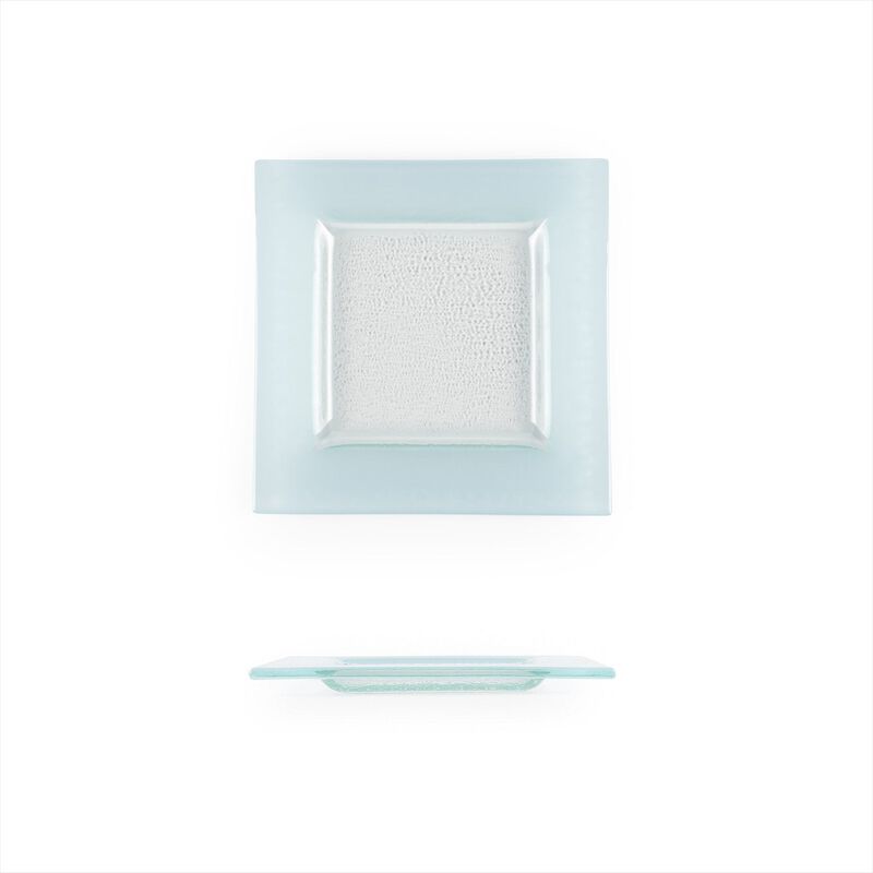 Turgla Fusion Glass 6" x 6" Square Blue Glass Plate (Set of 4) image number 4