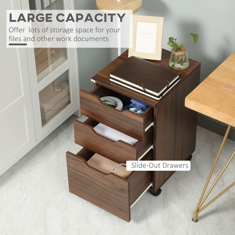 Hivvago Rolling 3-Drawer File Cabinet for Office Storage image number 3