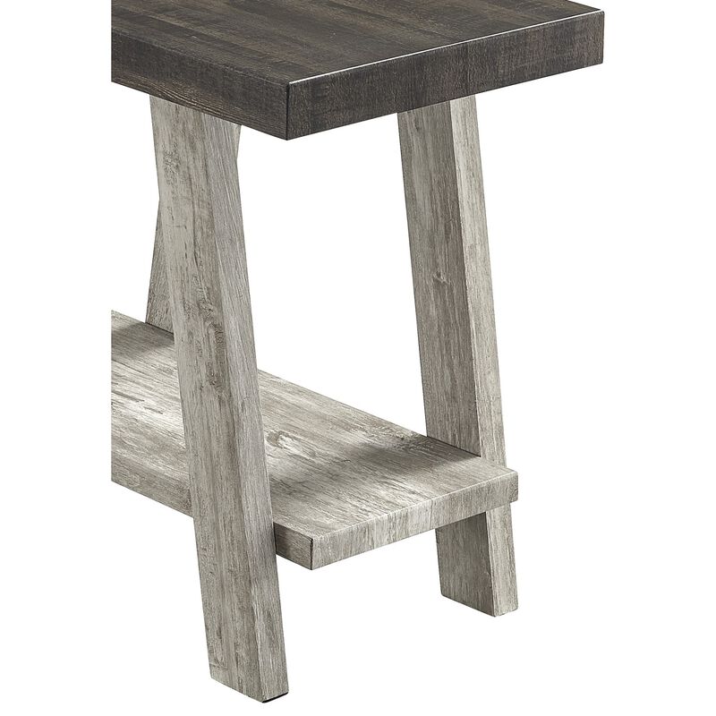 Streamdale Two-Tone Wood Shelf Side Table in Weathered Walnut and Gray image number 2