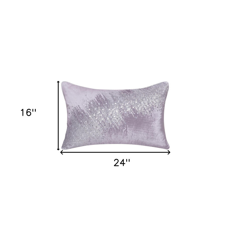 HomeRoots 16" X 24" Gray Abstract Polyester Zippered Pillow With Beads image number 2