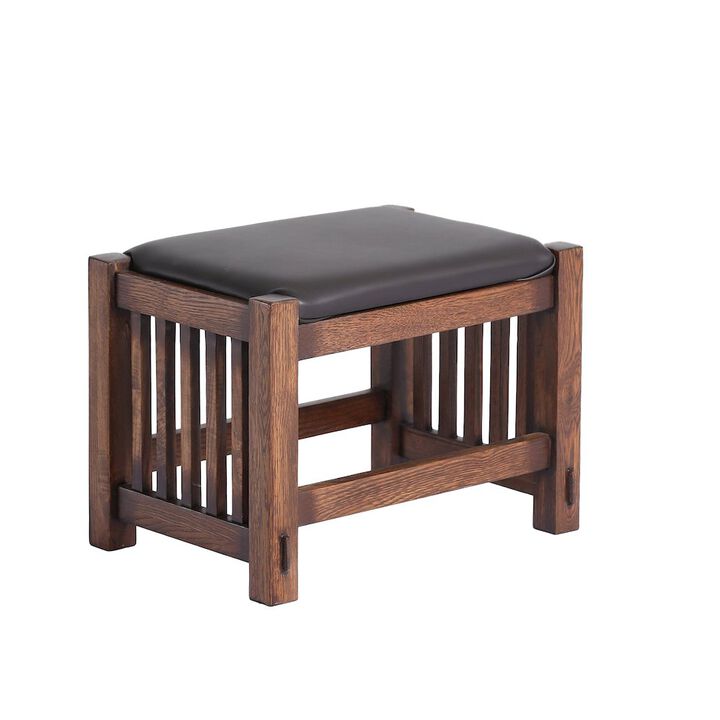 Crafters and Weavers Mission Oak Foot Stool - Spindles Walnut
