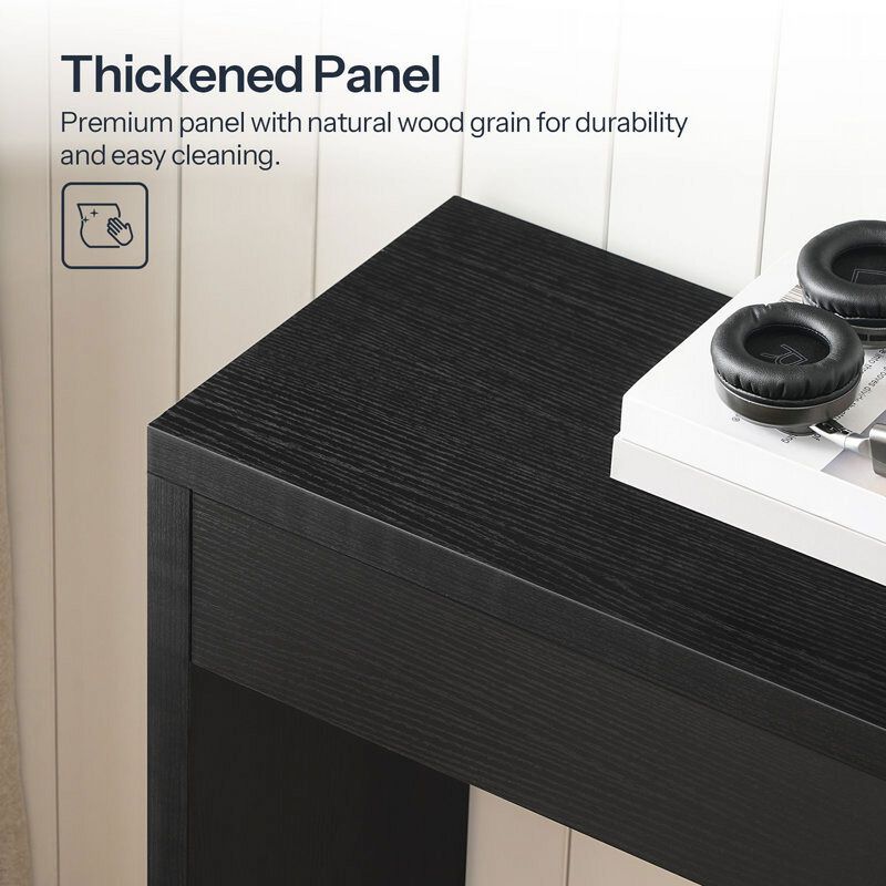 Narrow Console Table with Open Storage for Entryway and Living Room-Black image number 6
