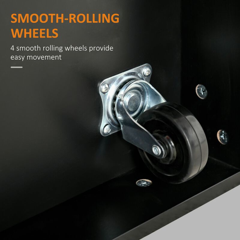 Black Farmhouse Kitchen Aid: Mobile Island with Barn Doors & Drawers