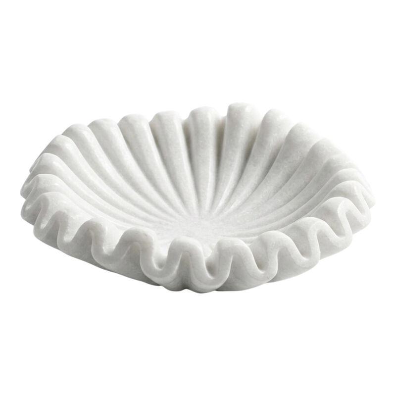 7" Ruffled Bowl, White Marble image number 1