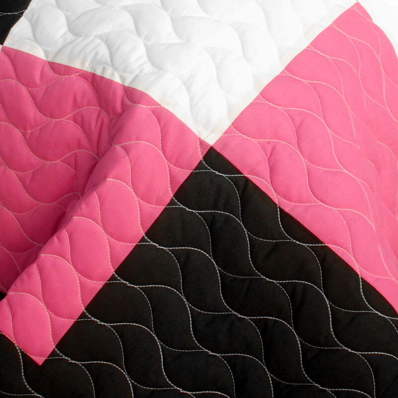 Throb of Encounters Quilted Patchwork Quilt Set 3PC Queen Size Cozy Bedding image number 2