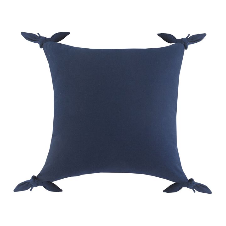 20" Blue Solid Corner Tie Square Throw Pillow